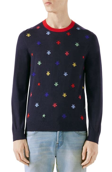 gucci pink sweater replica|Gucci bee embroidered sweater.